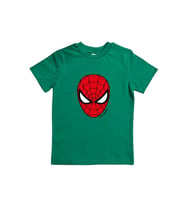 Spiderman baskılı örümcek adam pamuklu penye kumaş yazlık çocuk tişört (Yeşil)
