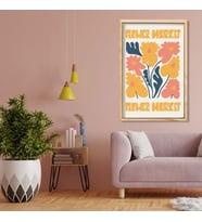 Tekli Ahşap Lamine Çerçeveli Mdf Tablo Flower Market Çiçekler (Ahşap)