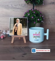 Din Kültürü Öğretmeni Fotoğraflı Dekoratif Taş, Kupa Bardak Beyaz Hediye (Model 12)