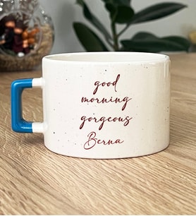 Kişiye Özel Good Morning Gorgeous Hediye Lüks Fincan Sevgiliye Hediye (Mavi)