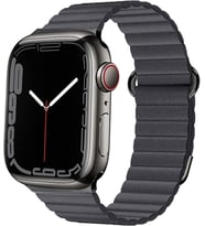 Uyumlu Model Apple Watch 38mm 40mm 41mm Kordon Mıknatıslı Magnetik Deri Kordon 1/2/3/4/5/6/se (Koyu Gri)