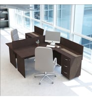 Vena Nil L Workstation İkili Çalışma Masa 3 Panelli 294x160cm  Çalışma Grubu İstasyonu (Venge)