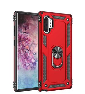Microsonic Samsung Galaxy Note 10 Plus Kılıf Military Ring Holder (Kırmızı)