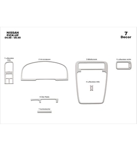 Meriç® Nissan Pick-Up Ön Torpido Kaplama Maun 7 Parça 1998-1999 (Alüminyum)