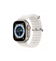 Apple Watch Ultra 49mm Uyumlu Ocean Kordon Silikon Kayış (Beyaz)