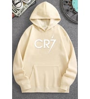 Unisex Cr7 Baskılı Sweatshirt (Bej)