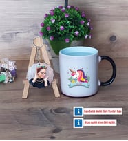 Unicorn Kupa Bardak Beyaz ve Fotoğraflı Ahşap Anahtarlık Hediye (Model 9)