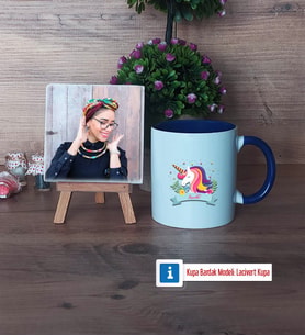 Unicorn Fotoğraflı Dekoratif Taş, Kupa Bardak Beyaz Hediye (Model 3)