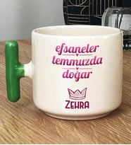 Kişiye Özel Yengeç Aslan Burcu Hediye T Kupa Bardak Doğum Günü Hediyesi (Yeşil)