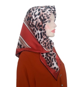 Berussa Leopar Lajivert Krem Eşarp (Kiremit-Krem)