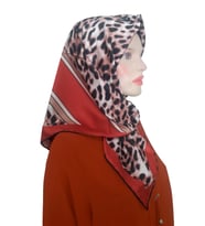 Berussa Leopar Lajivert Krem Eşarp (Kiremit-Krem)