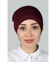 Hazır Pratik Geçmeli Lastikli Tesettür Bone (Bordo)