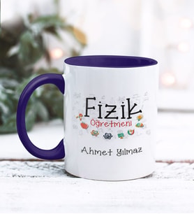 Fizik Öğretmeni Tasarımlı Kişiye Özel Kupa Bardak (Lacivert)