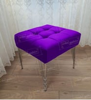 Modern Dilim Puf Ayakucu Puf Gümüş Metal Ayak (45*45) (Lila)