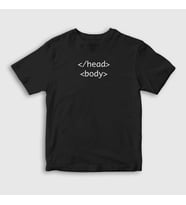Presmono Unisex Çocuk Beyaz Head Body Html Developer Yazılımcı T-Shirt 359250tt (Siyah)