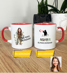 Kişiye Özel Karikatürlü Kadın Asker Kupa Bardak Asker Sevgiliye Doğum Günü Hediyesi (Pembe)