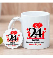 24 Kasım Öğretmenler Günü Hediye Seti Kupa Bardak ve Anahtarlık (Model 5)