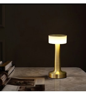Yaratıcı Masa Lambası Retro Şarj Edilebilir Dokunmatik Led Odası Bar Restoran Sehpa Dekoratif Lamba (Gold)