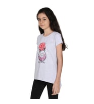 Toontoy Kız Çocuk Parfüm Nakışlı T-Shirt ( Gri-Melanj)