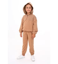 Toontoy Kız Çocuk Armalı Eşofman Takım (Kahverengi)