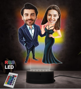 Doğum Günü Hediyesi,Sevgiliye Hediye, Kişiye Özel Fotoğraflı En Güzel Çift Karikatür 3D Led Lamba (RGB)
