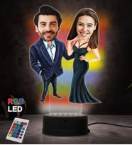 Doğum Günü Hediyesi,Sevgiliye Hediye, Kişiye Özel Fotoğraflı En Güzel Çift Karikatür 3D Led Lamba (RGB)