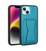 iPhone 14 Plus Kılıf Kartlıklı Standlı ?Suni Deri Memo Kılıf (Siyah)