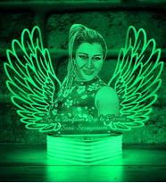 Sevgili için Hediye, Kişiye Özel Sevgiliye Hediye, Melek Kanatlı Resimli 3D Lamba (Yeşil)