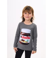 Toontoy Kız Çocuk Nutella Baskılı T-Shirt (Antrasit Melanj)