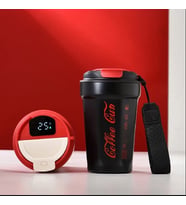 390ml Akıllı Sıcaklık Göstergeli Paslanmaz Çelik Taşınabilir Kamp Termos & Matara (Siyah)
