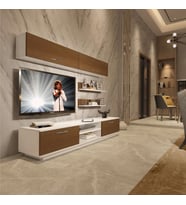 Decoraktiv Eko 5B Slm Dvd Tv Ünitesi Tv Sehpası - Parlak Beyaz (Beyaz - Ceviz)