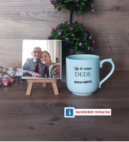 Dedeye Hediye Fotoğraflı Dekoratif Taş, Kupa Bardak Beyaz Hediye (Model 5)