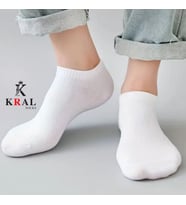 Kadın - Erkek (10 ÇİFT ) Düz Desen Ekonomik Bilek Boy Patik Çorap (Beyaz)