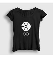 Presmono Kadın Beyaz Logo Exo T-Shirt 61503tt (Siyah)
