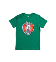 Minnie Mouse baskılı pamuklu penye kumaş yazlık çocuk tişört (Yeşil)