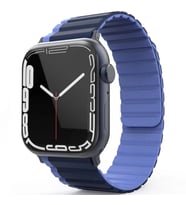Apple Watch 44/45/46/49mm Kordon Renkli Strap Deri Loop Kordon 2/3/4/5/6/se/7/8/ (Lacivert-Mavi)