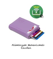 Newish Adelina Nova Deri Mekanizmalı Otomatik Kızaklı Kartlık Cüzdan (Lila)