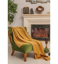 Tek Kişilik Koltuk Örtüsü Berjer Örtüsü Koltuk Şalı 2 Adet 110x175 cm (Hardal Sarısı)