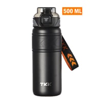 TKK 500 ML Çelik Termos Çift Kullanım Pipetli/Rahat İçim -12/24 Sıcak-Soğuk- Yalıtım -2022500ML (Siyah)