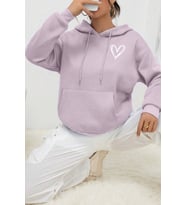 Unisex Heart Baskılı Oversize Sweatshirt (Lila)