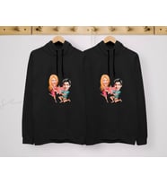 BK Gift Kişiye Özel Sevgililer Karikatürlü İkili Siyah Sweatshirt Seti, Sevgililer Hediye, Çift Hediyesi, Yıl Dönümü Hediyesi, Kişiye Özel Sweatshirt (Model 15)