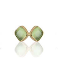Kadir Jewellery 22 Ayar Altın Kaplama Kadın Minimal Küpe -El İşçiliği Ve Hipoalerjenik Küpe (Açık Yeşil)