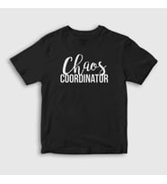Presmono Unisex Çocuk Beyaz Chaos Coordinator Ofis Beyaz Yaka T-Shirt 463708tt (Siyah)