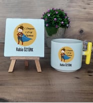 Kadın Öğretmene Hediye Hediye Seti Kupa Bardak T Kulplu ve Dekoratif Taş Öğretmenler Günü Hediyesi (Model 5)