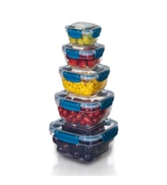 5'li Set Master Kare Saklama Kabı (275 ml - 500 ml - 900 ml - 1500 ml - 2400 ml) (Mavi)