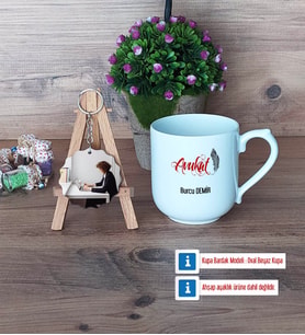 Avukat Kupa Bardak Beyaz ve Fotoğraflı Ahşap Anahtarlık Hediye (Model 5)
