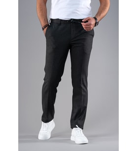 ECER BELİ LASTİKLİ İPLİKLİ REGULAR FİT KIŞLIK KUMAŞ PANTOLON (Antrasit)
