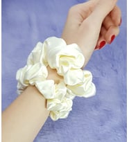 MelKady 131 - Saten Scrunchie Saç Lastiği Seti (Vanilya)