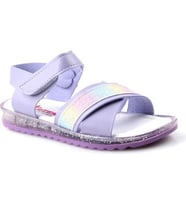 Arzen 4012 Simli Çapraz Bantlı Kız Çocuk Bebe Sandalet Ayakkabı (Lila)