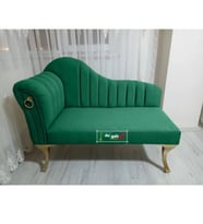 Yeni Model Ultra Lüks Alda Çizgili Josefin Bench Puf (Yeşil)